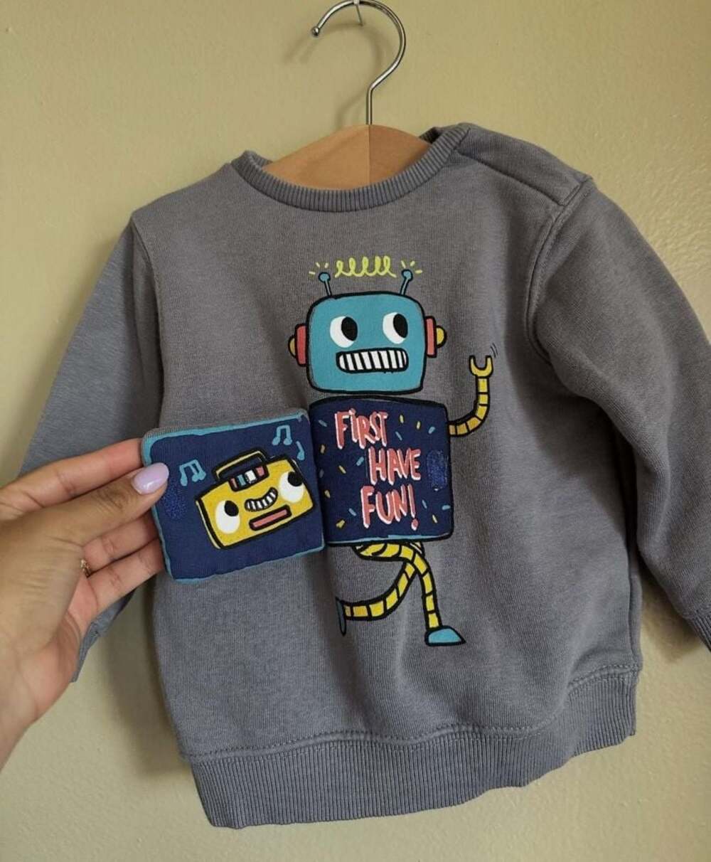 Zara Kids Robot Graphic Interactive Flap Sweatshirt 9-12 Months